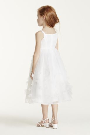 Spaghetti Strap Organza Gown with 3D Petal Detail | David's
