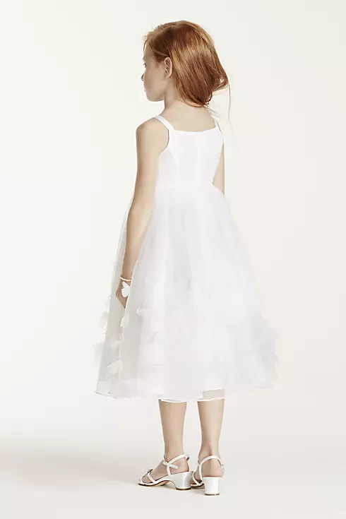 Spaghetti Strap Organza Gown with 3D Petal Detail Image 2