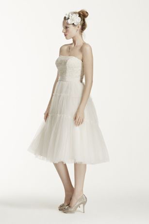 White tulle 2024 tea length dress