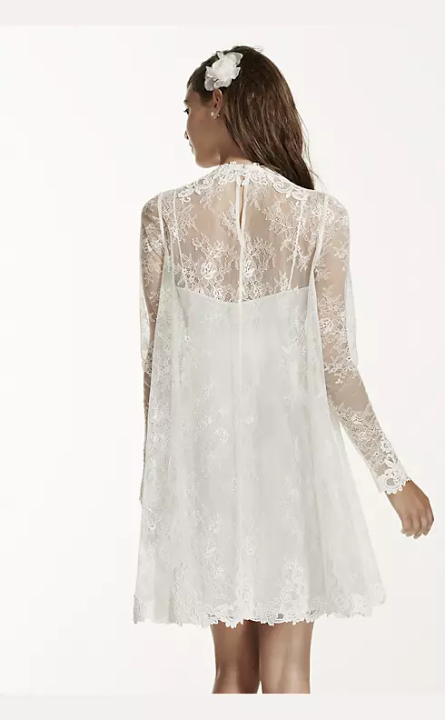 As-Is Lace Short Dress with Illusion Long Sleeves Image 5