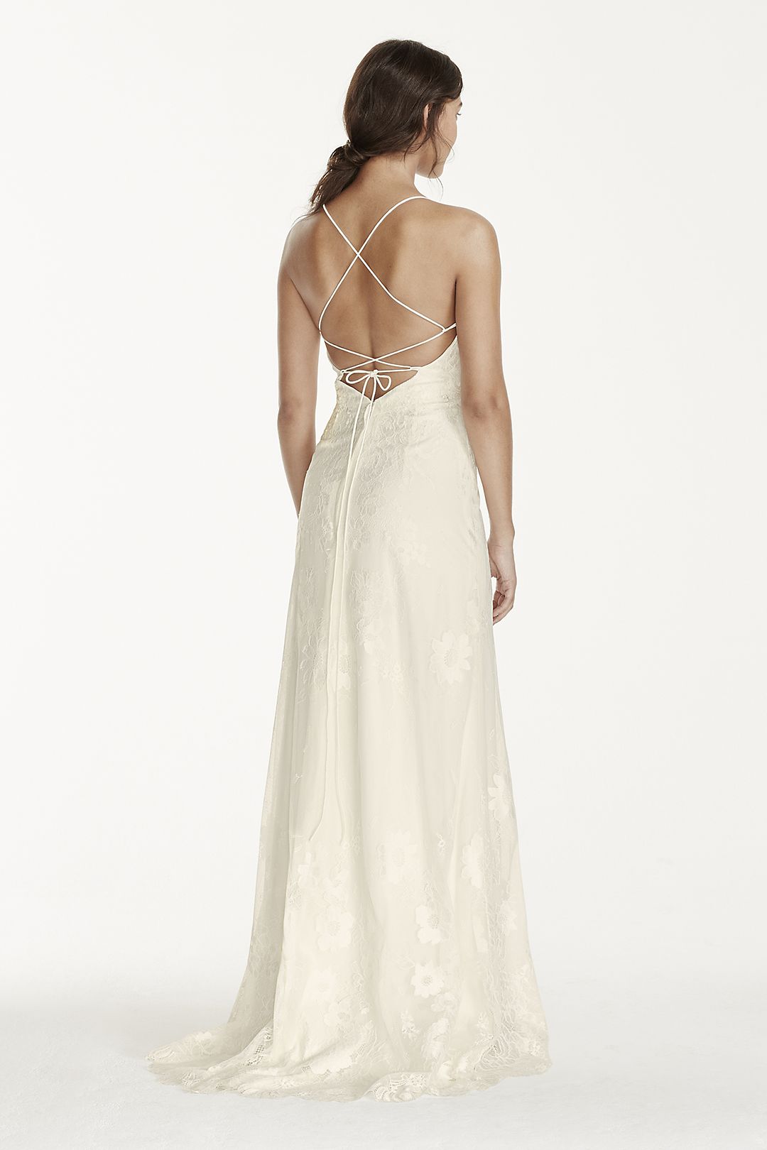 Lace Sheath Dress with Low Crisscross Back Image 4