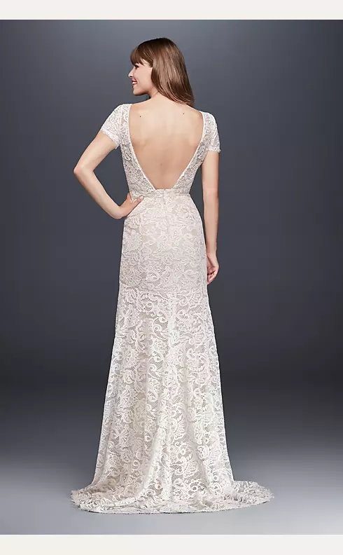 Lace Wedding Dress with Short Illusion Sleeves Image 2