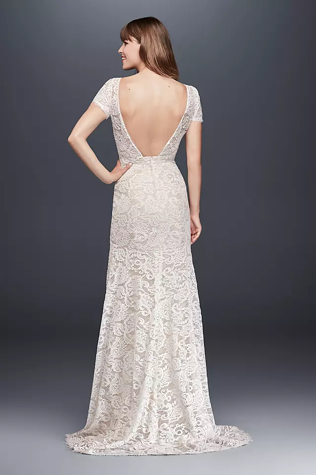 Lace Wedding Dress with Short Illusion Sleeves Image 2