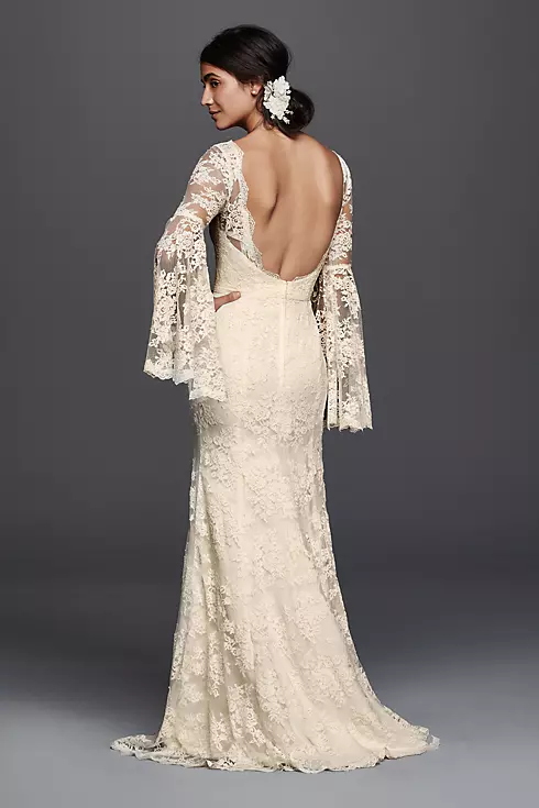 All-over Lace Sheath Wedding Dress with Open Back Image 2