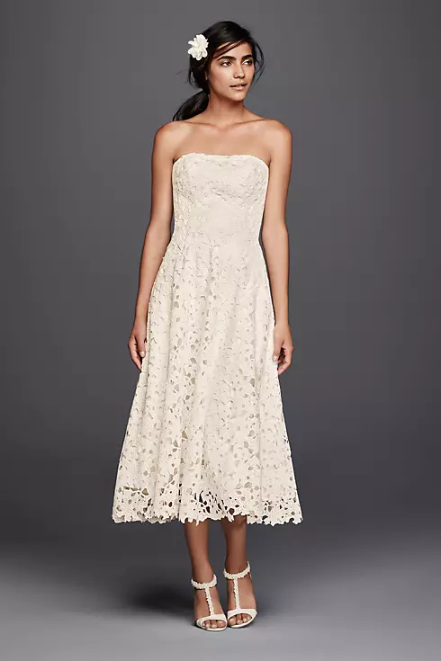 As-Is Floral Cutout Lace Tea Length Wedding Dress Image 1