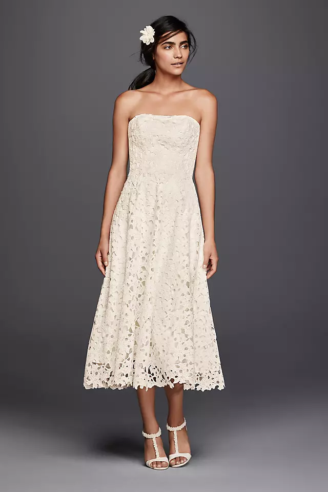As-Is Floral Cutout Lace Tea Length Wedding Dress Image