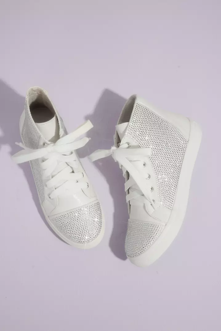 Rhinestone High Top Flower Girl Sneakers | David's Bridal Rhinestone High Top Flower Girl Sneakers | David's Bridal