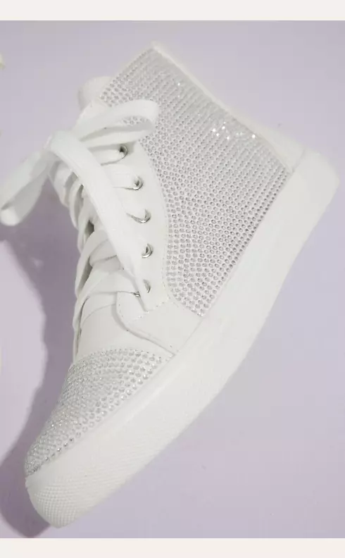ROARING White Rhinestones Low-Top Lace-Up Sneaker