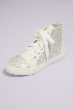 Flower Girl Sparkly Crystal Platform Sneaker