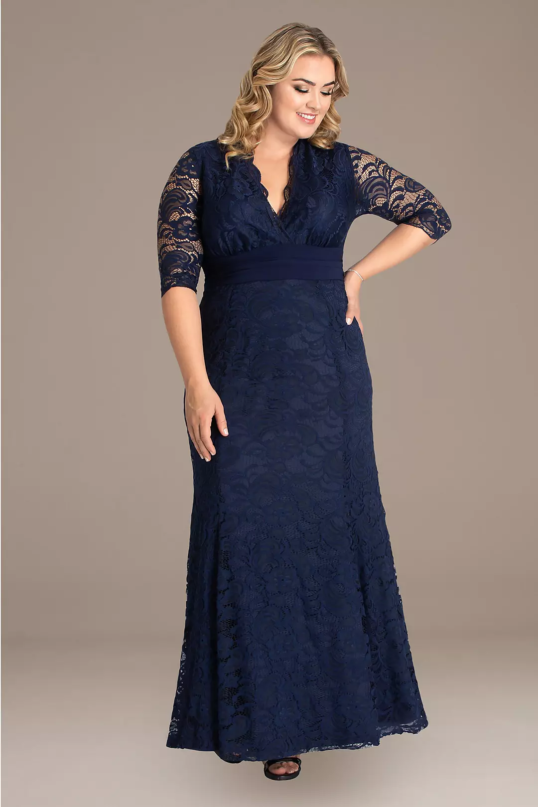 Screen Siren V-Neck Lace Plus Size Gown Image