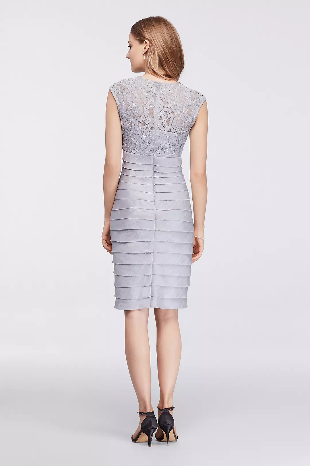 Short Dress with Beaded Neckline and Layered Skirt Image 2