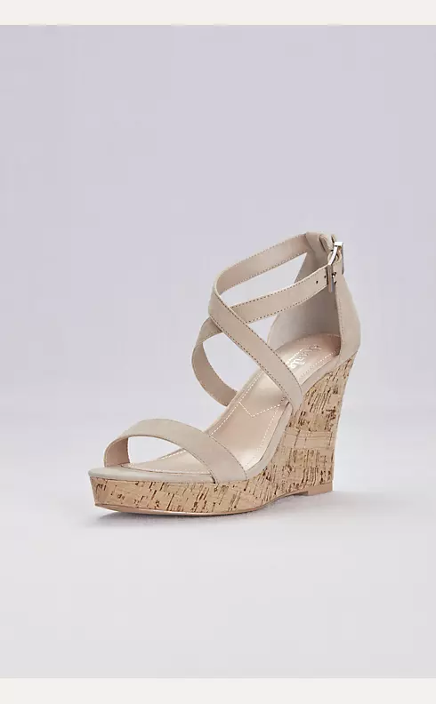 Cork Wedge Sandals with Crisscross Ankle Strap