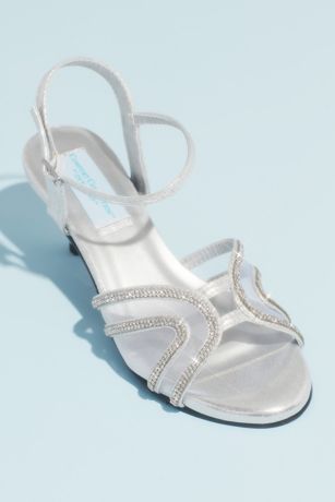 Swooping Strap Metallic Sandals with Mesh Insets | David's Bridal