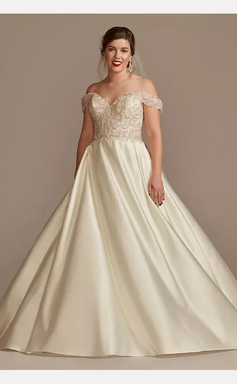 As Is Off the Shoulder Beaded Bodice Wedding Dress Image 1