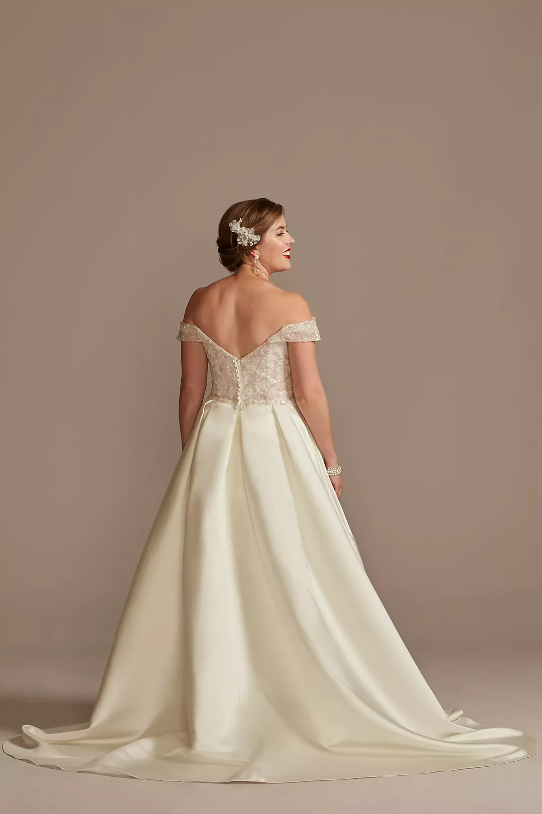 As Is Off the Shoulder Beaded Bodice Wedding Dress Image 2