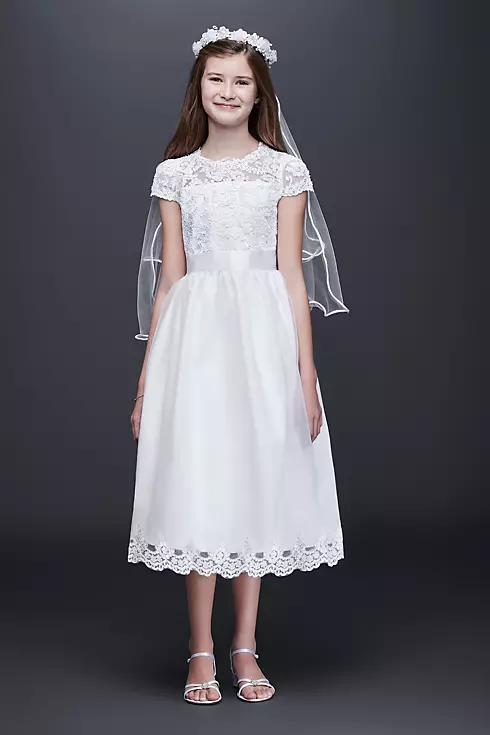 Illusion Flower Girl Dress with Appliqued Skirt Image 1