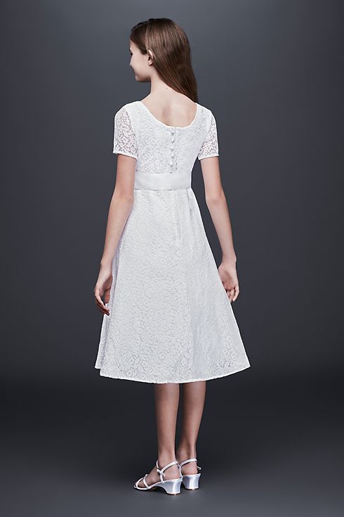 Lace A-Line Communion Dress with Wide Satin Sash Image 2