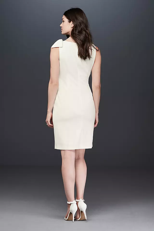 Pearl Trimmed Tank Sheath Dress with Bow Image 2