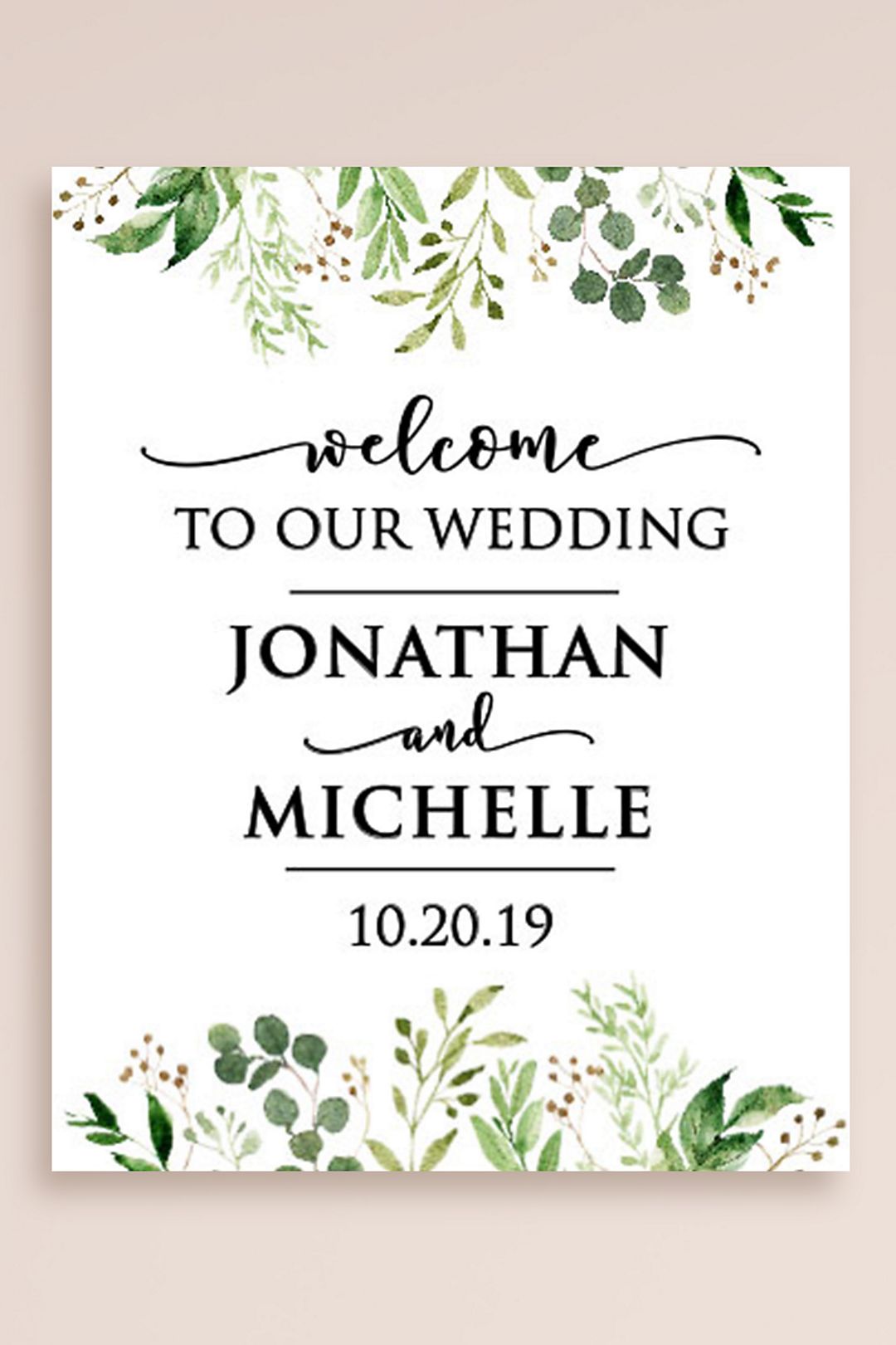 Greenery Personalized Wedding Welcome Sign Image 2