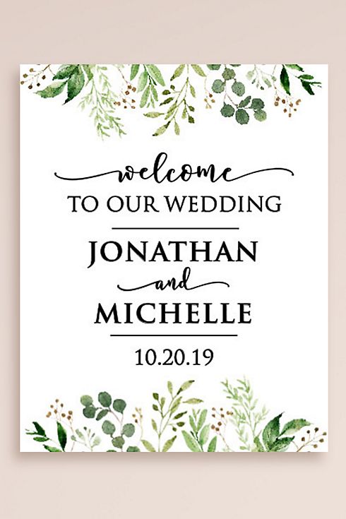 Greenery Personalized Wedding Welcome Sign Image
