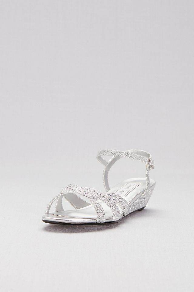 Glitter Mini-Wedge Sandals with Woven Straps Image 5
