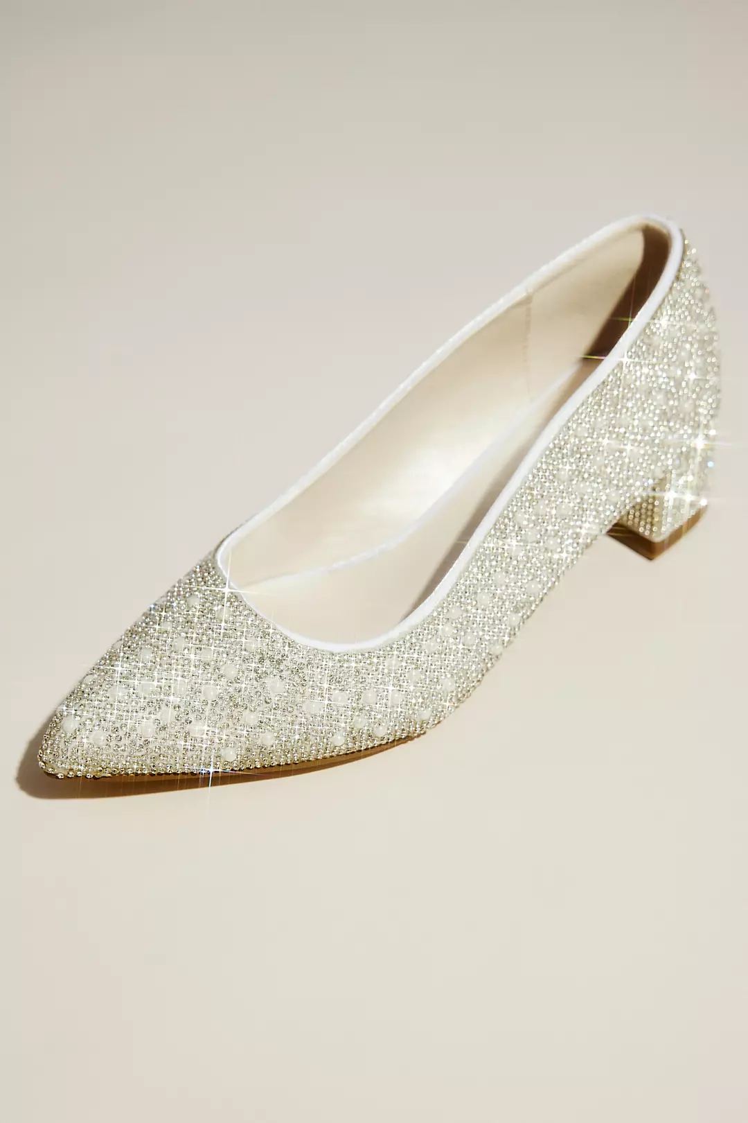 Pearl and Crystal Low Block Heel Pumps | David's Bridal Pearl and Crystal Low Block Heel Pumps | David's Bridal