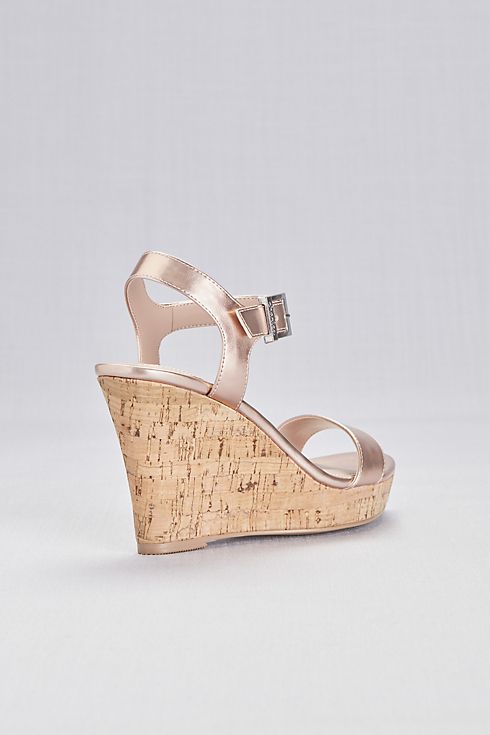 Metallic Cork Wedge Sandals with Chunky Buckle Image 2