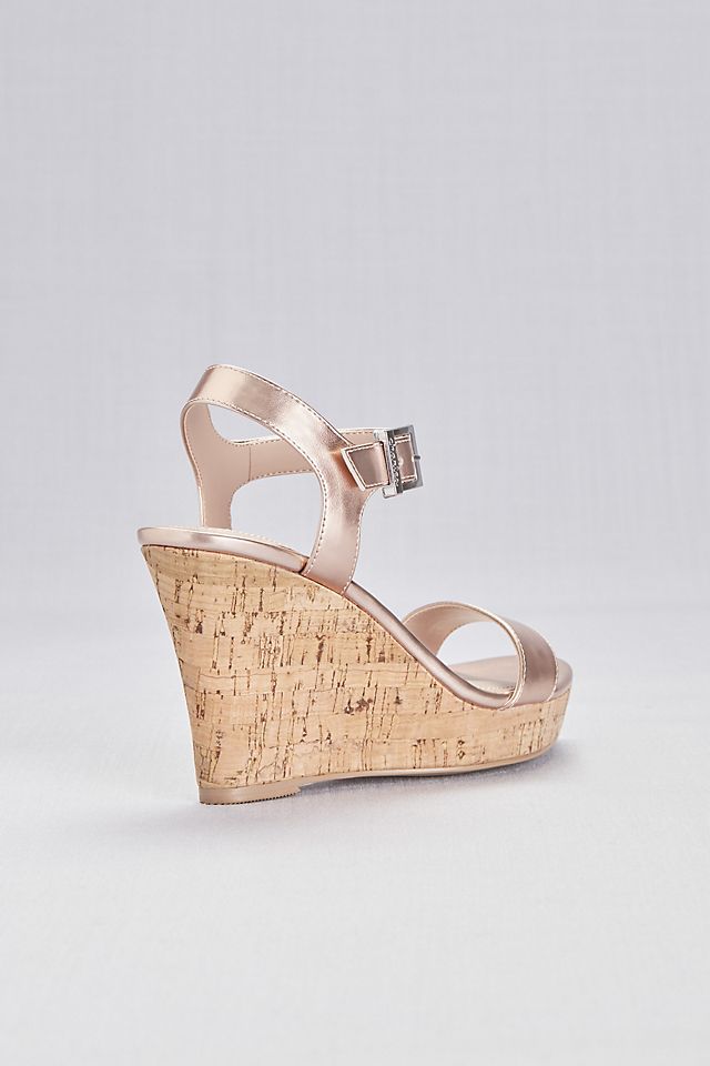 Metallic Cork Wedge Sandals with Chunky Buckle Image 2