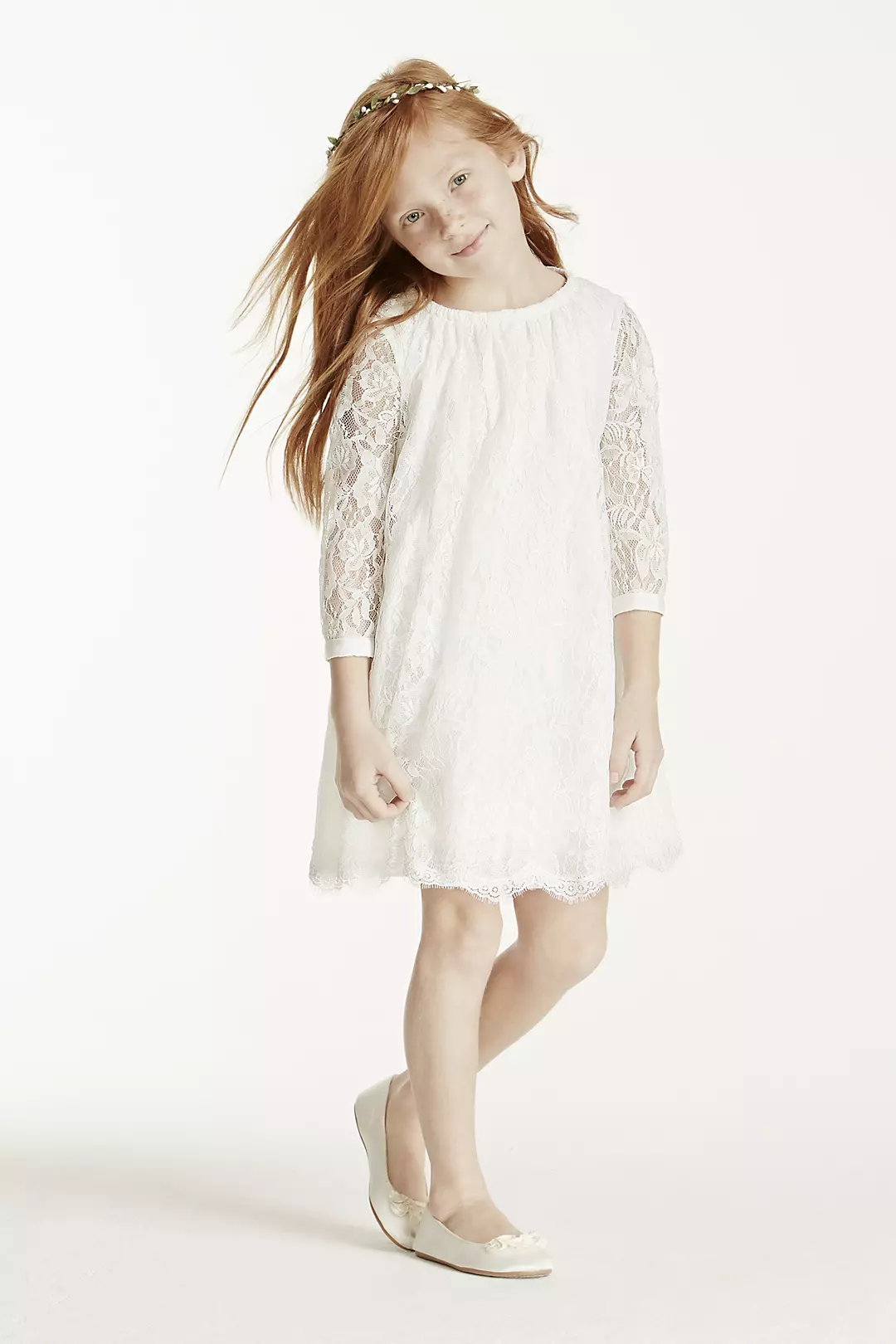 Short Lace Dress with Illusion Sleeves Image