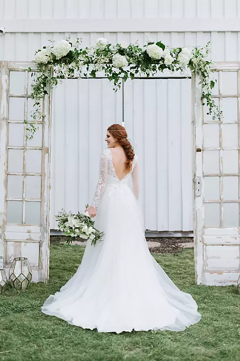 As-Is Long Sleeve Wedding Dress With Low Back  Image 6