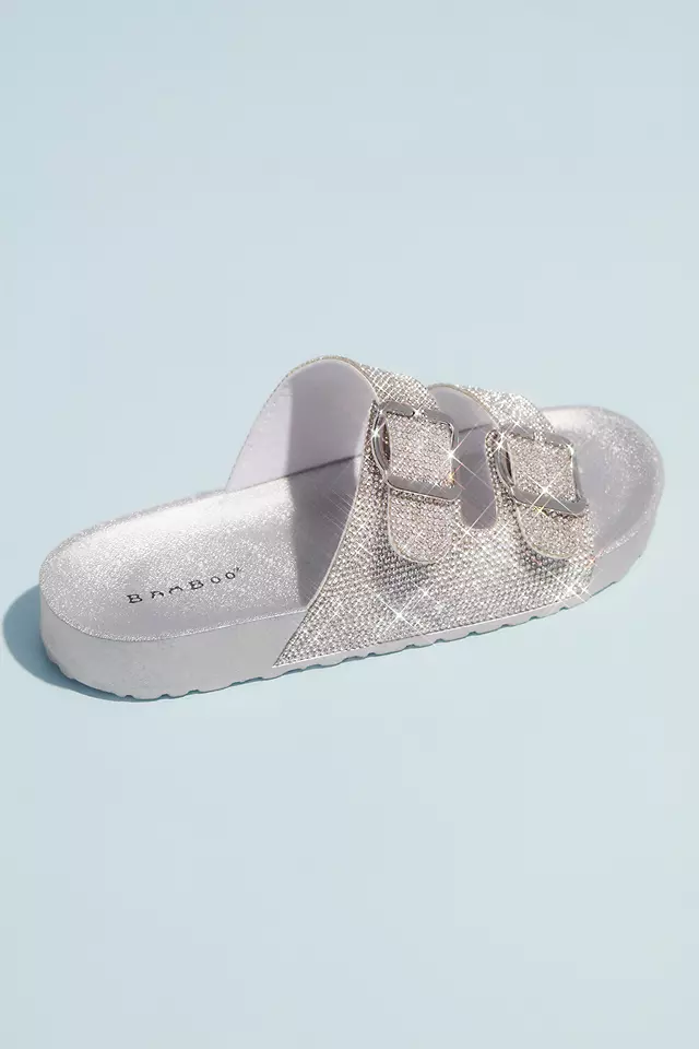 Micro Crystal Double Strap Flat Sandals Image 3