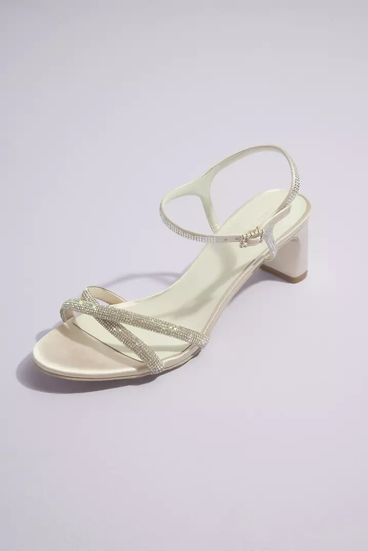 Crystal Embellished Cross Strap Block Heel Sandals | David's Crystal Embellished Cross Strap Block Heel Sandals | David's