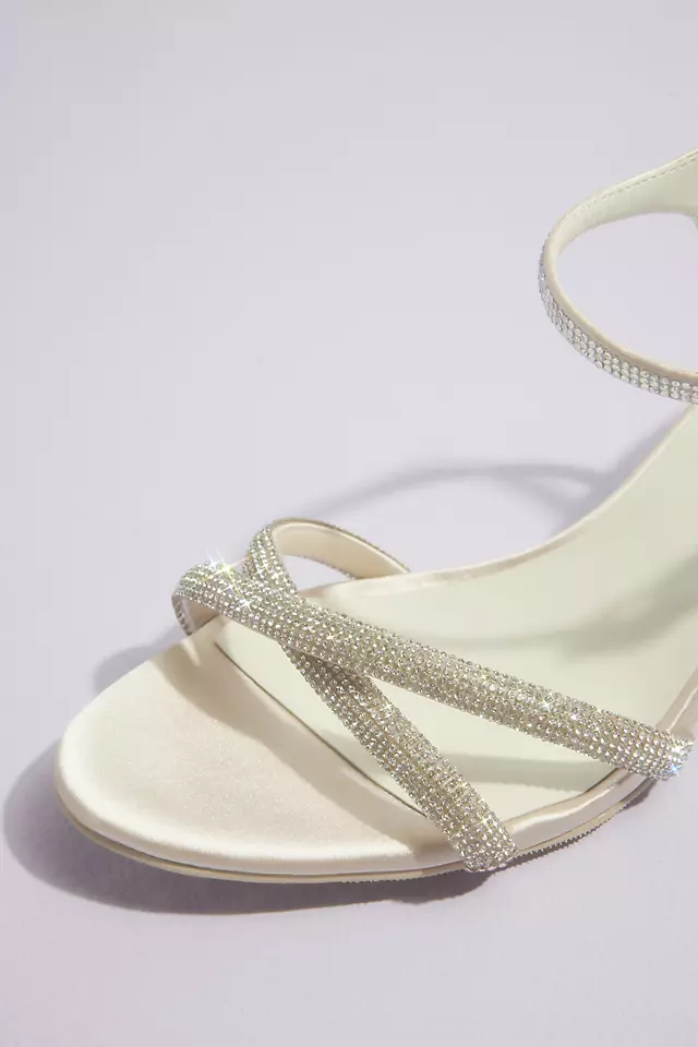 Crystal Embellished Cross Strap Block Heel Sandals | David's Bridal