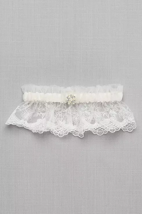 Scalloped Lace Garter with Pearl Detail Image 1