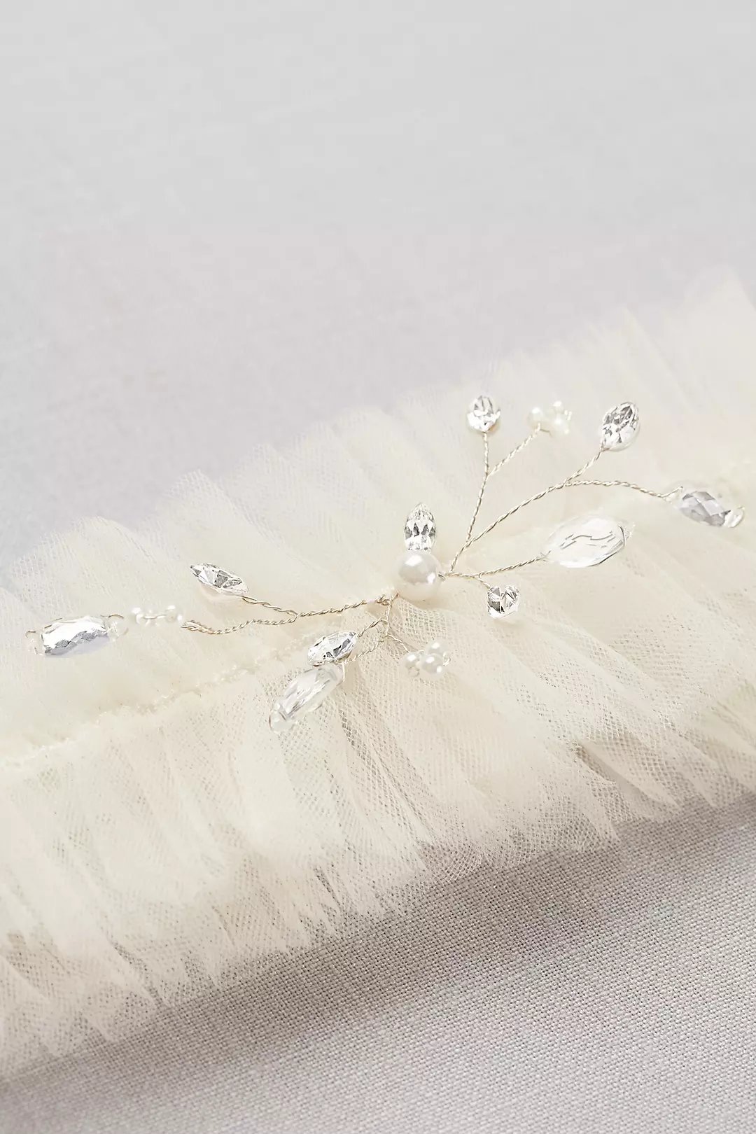 Hand-Wired Crystal and Tulle Garter Image 2