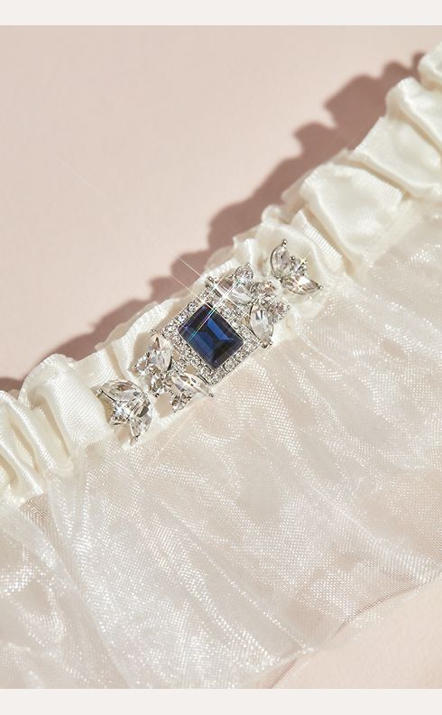 Sapphire Jeweled Garter with Organza Ruffle | David's Bridal