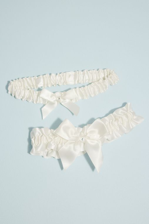Davids Bridal Pale Blue Lace Garter with Ribbon Bow Style GTR71058 