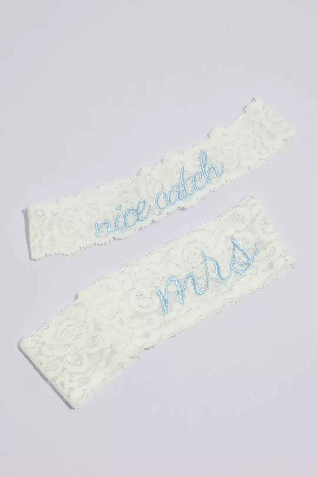 Mrs and Nice Catch Embroidered Garter Set Image