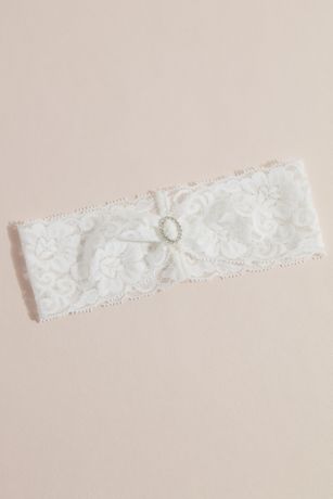 Simple Stretch Lace Garter with Rhinestone Detail