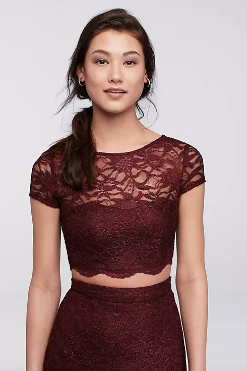 Two Piece Lace Crop Top and Skirt Image 3