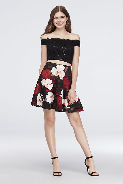 Lace and Printed Scuba Crepe Two-Piece Dress Image 4