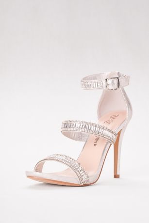 Three strap silver top heels