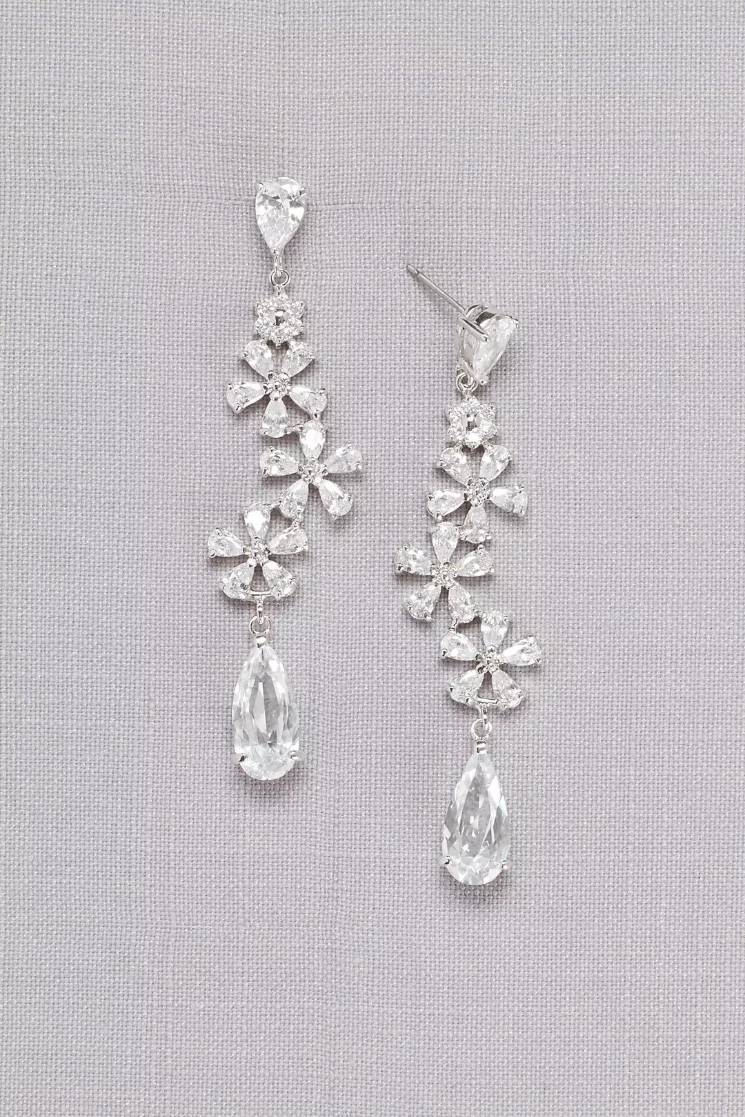 Flower Trio Crystal Drop Earrings Image