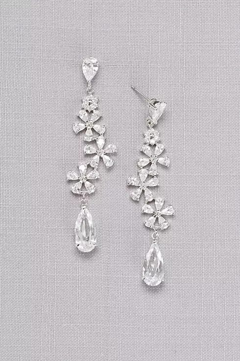 Flower Trio Crystal Drop Earrings Image 1