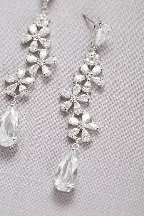 Flower Trio Crystal Drop Earrings Image 2