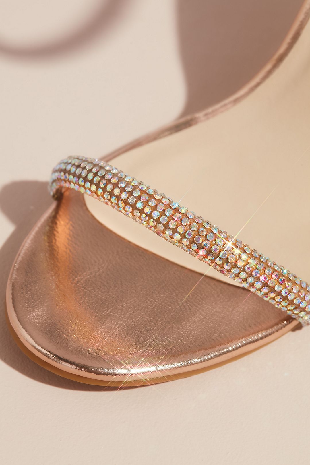 Rounded Crystal Straps Metallic Block Heel Sandals Image 3