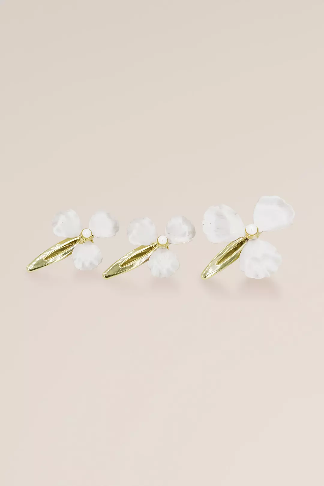 Whitewashed Petal Hair Clip Set with Pearl Accents Image 3