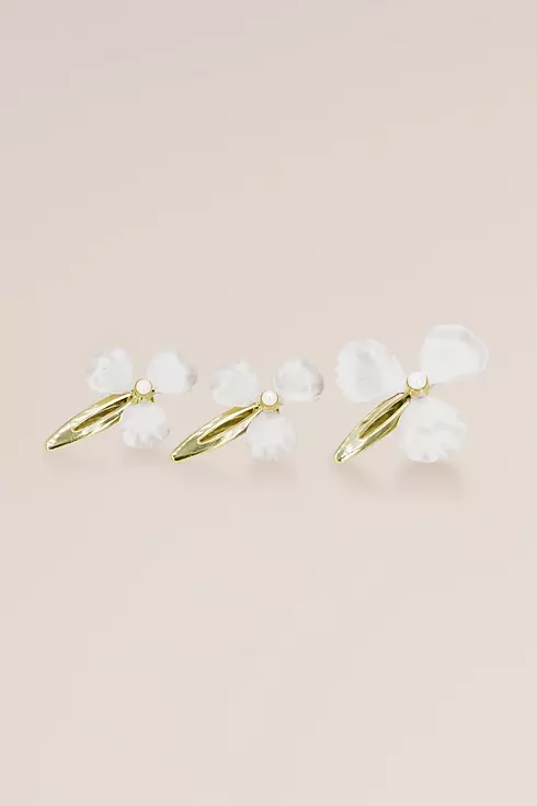Whitewashed Petal Hair Clip Set with Pearl Accents Image 3