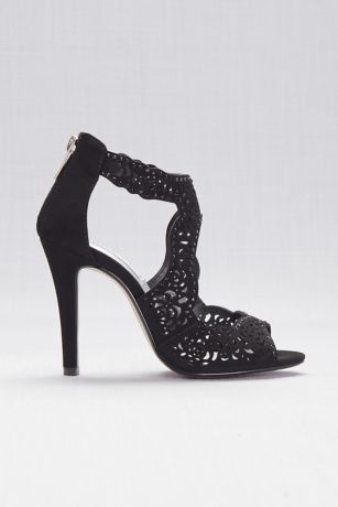 Touch Ups Black;Ivory (Perforated High Heel Sandals with Back Zip)
