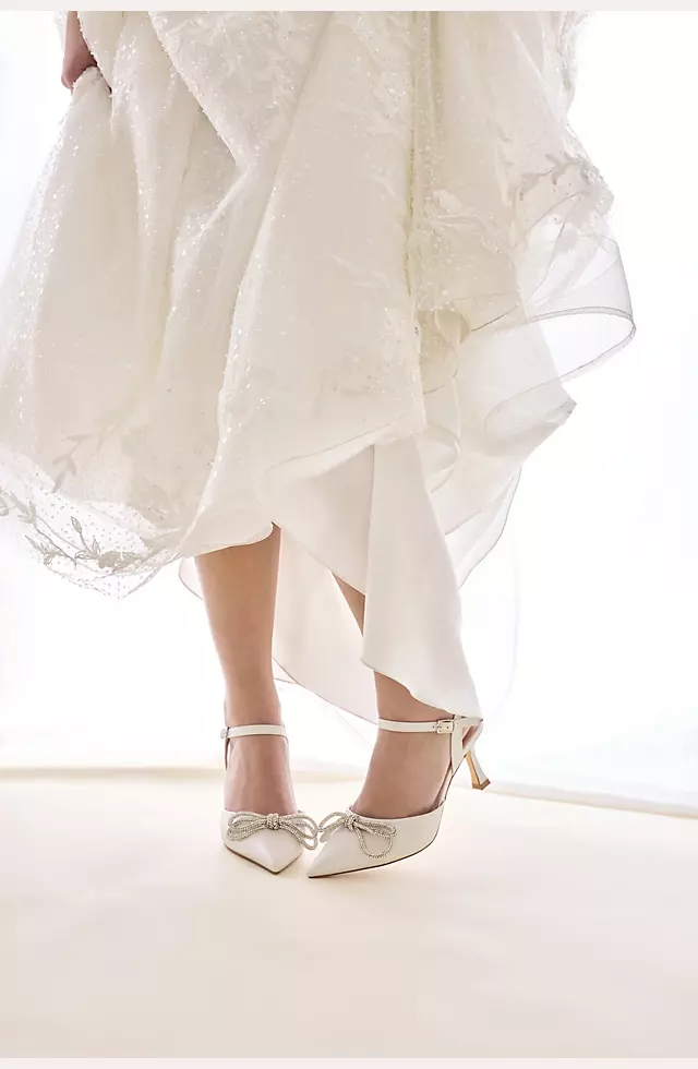 Crystal Bow Pointed Toe Slingback Heels Image 6
